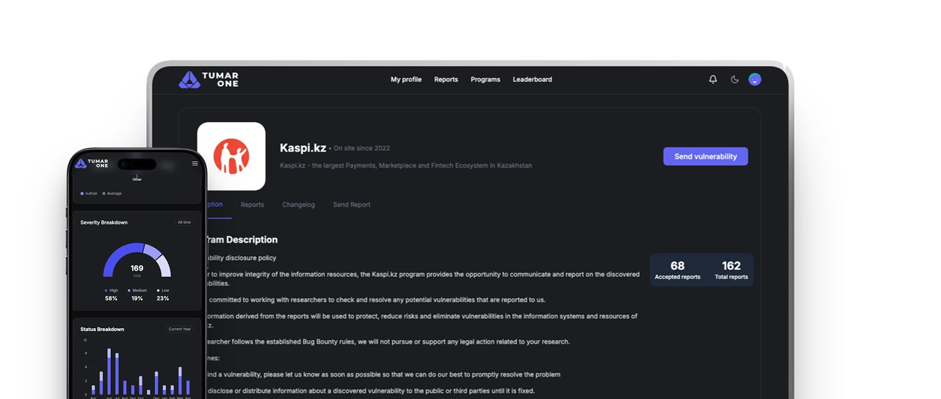 Интерфейс Tumar.One: программы Bug Bounty и отчёты об уязвимостях